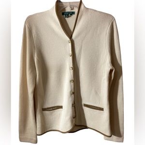Lauren Ralph Lauren Vintage Merino Wool Cardigan Sweater Size Large